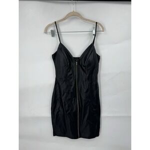 Haute Monde Vegan Faux Leather Mini Dress Women M Black Whimsigoth Grunge Retro